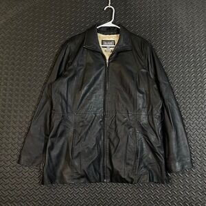 Wilsons Leather Black‎ Jacket 1X Women Thinsulate Insulated Genuine Leather Coat